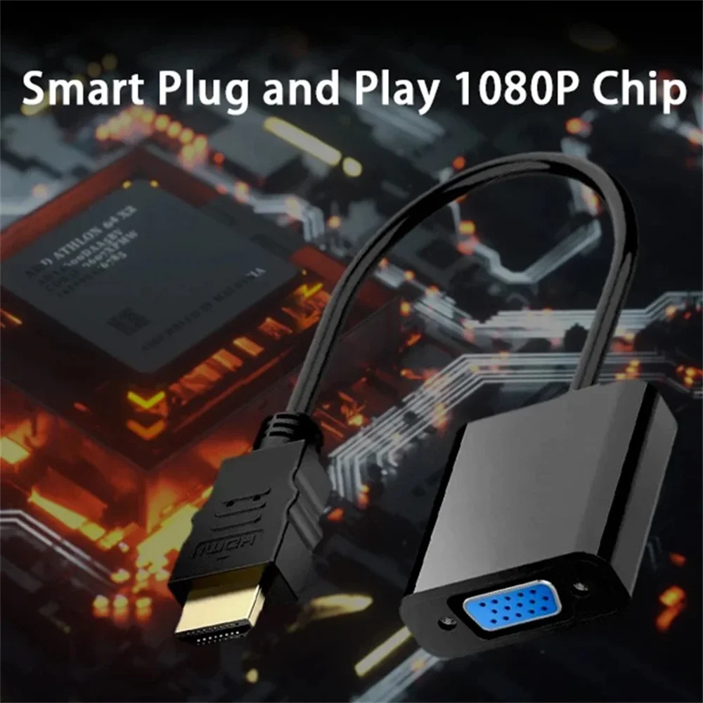 HD 1080P HDMI إلى VGA محول كابل عالية السرعة HDTV ذكر إلى أنثى VGA محول محول لأجهزة الكمبيوتر المحمول اللوحي رصد التلفزيون العارض #3