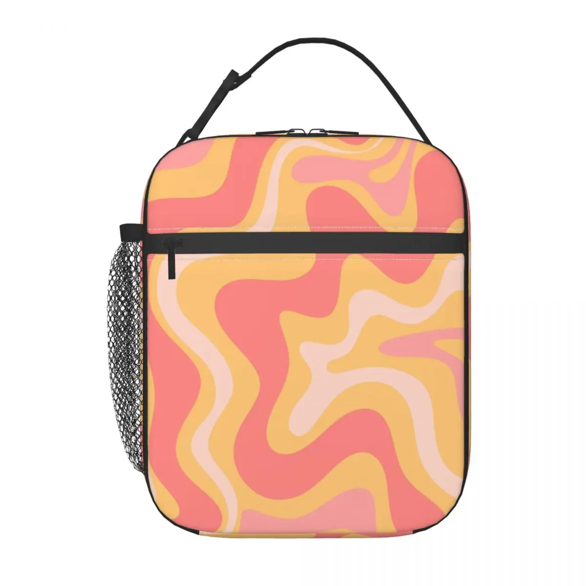 Sage Liquid Swirl Abstract Pattern Insulated Lunch Bag for Outdoor Picnic Leakproof Thermal Cooler Lunch Box Women Children