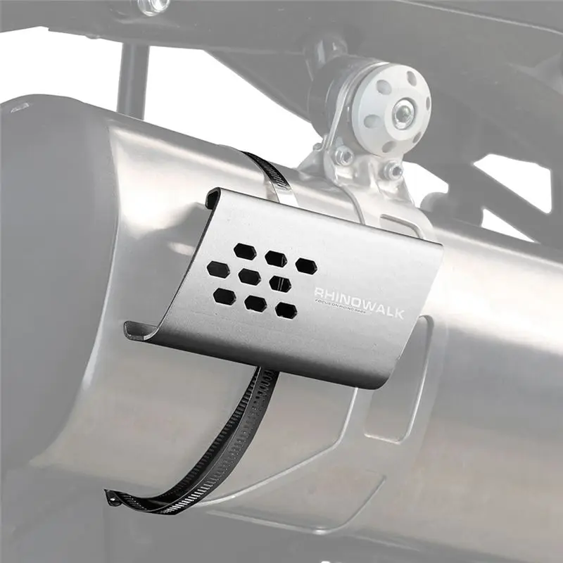 #55K Motorcycle Exhaust Pipe Cover,Rhinowalk Motorcycle Exhaust Pipe Protector Heat Shield Cover (Silver)