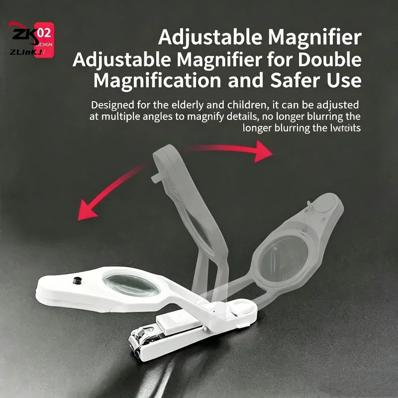 -Multifunctional LED Nail Clippers with Magnifier Antisplash Design Sharp Blade Cutter for Kids Elderly Home Grooming