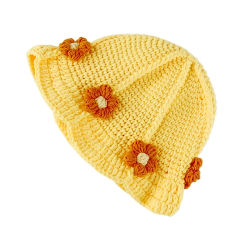 Y1UB Fashionable Knitted Hat Fisherman Warm Basin Hat for School Daily Activities