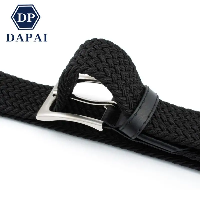 New Design Quality High Men Belt Breathable Elastic Women Same Style Casual Woven Basic free Pin Buckle Non perforated Luxury