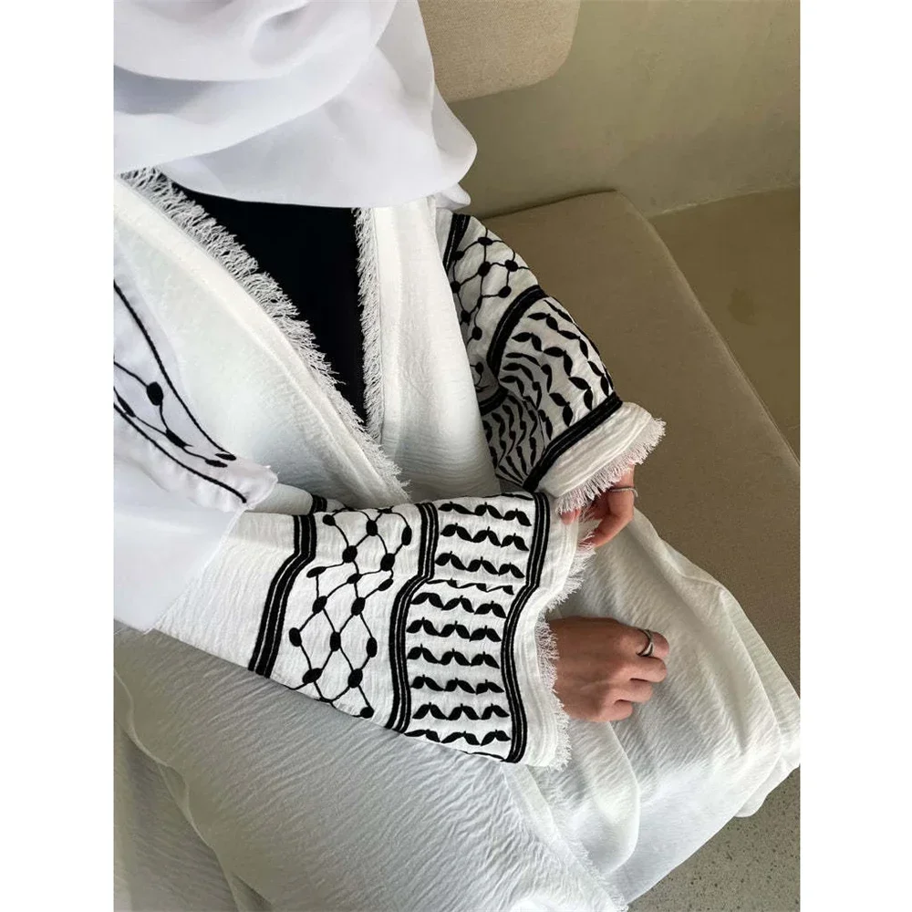 Mujeres musulmanas Abaya abierta cárdigan bordado Maxi vestido Turquía Kimono Eid vestido de fiesta árabe Kaftan islámico Marruecos Jalabiya bata