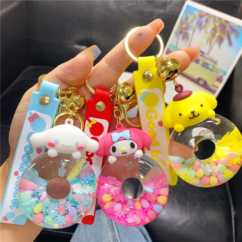 

Cartoon Anime Sanrio Hello Kitty Doll Key Chain Cute Fun Kuromi Quicksand Keychain Car Key Pendant Bag Accessories Girl Gift