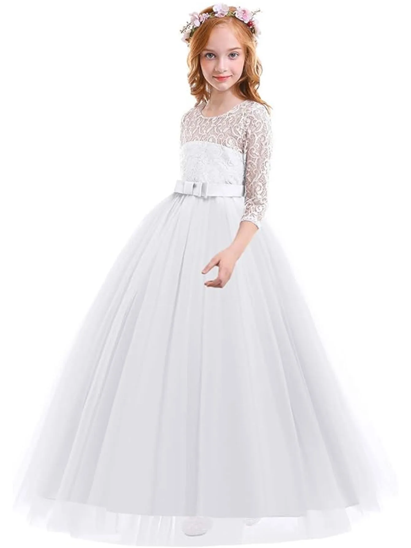 Teens Girls Dress Summer Mesh evening Wedding Long Gown 4-14years Girls Princess Dress Teenagers Piano Performance Kids Clothes