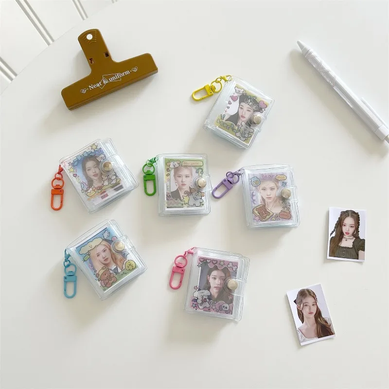 Cartoon Transparent 2-Inch Big Head Sticker Album, Student ID Photo Mini Card Book, Girl's Bag Pendant Storage Book