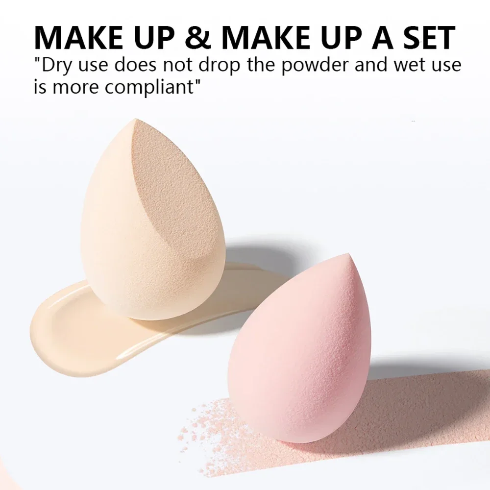 Houselin Set of 4 Wet & Dry Cosmetic Sponges for Liquids, Creams & Powders with Egg Sponge Hybrid Holder Box