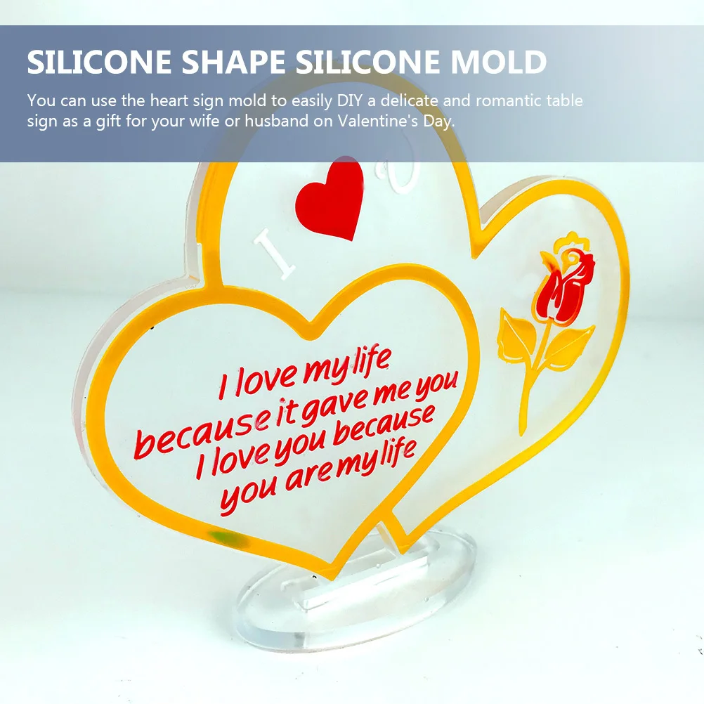 

1Set DIY Silicone Heart Sign Mold Epoxy Resin Casting Flexible Reusable Valentine's Day Decor DIY Silicone Heart Sign Mold