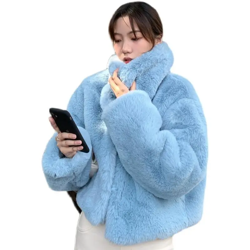 Lapel Coat Faux Fur Coat Women Luxury Short Fur Outwear Winter Elegant Thick Artificial Turn Down Collar Warm Shaggy Overcoat