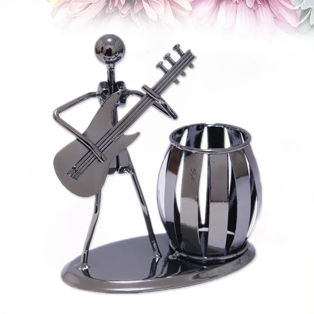 الموسيقى تحت عنوان الكهربائية باس حامل قلم الحديد الفن الحرفية لمكتب منظمة أنيقة حاوية القلم المعدنية ديكور المنزل مكتب