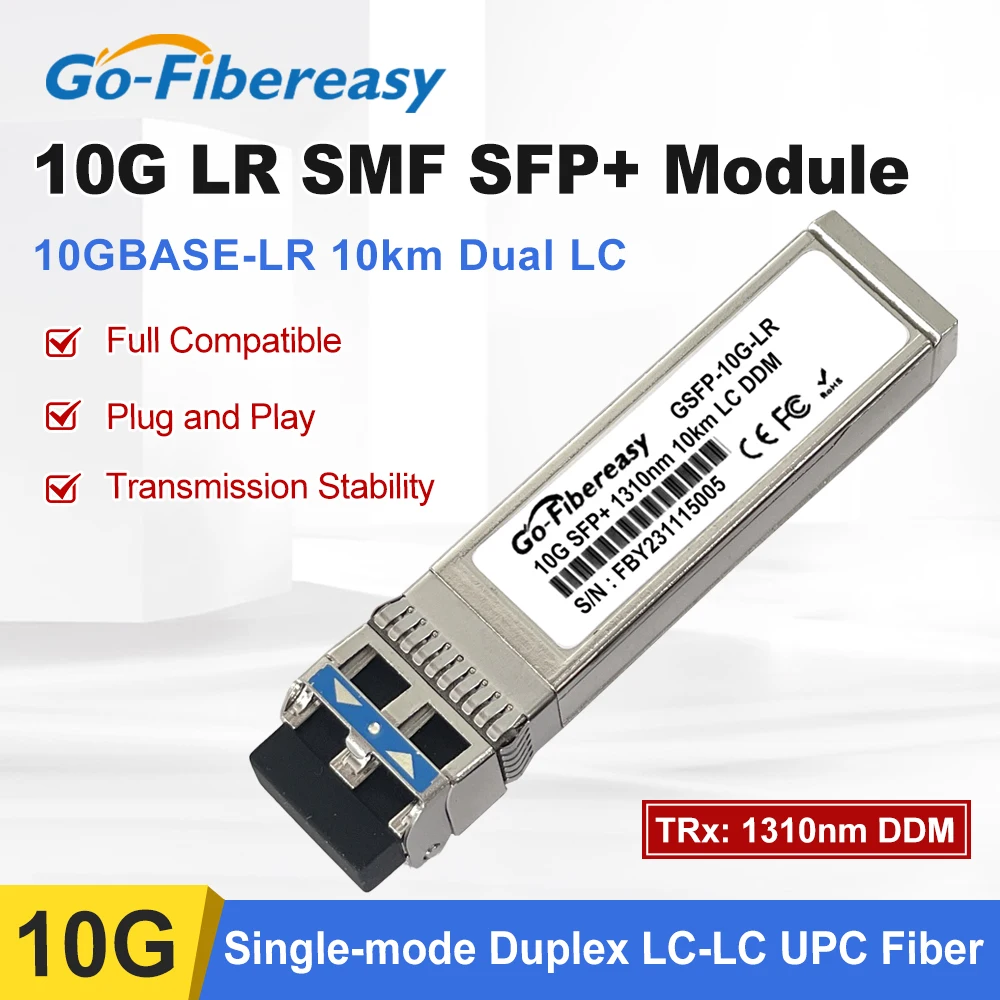 

10G LR 10 км SFP модуль приемопередатчика SMF 1310 нм дуплексный LC SFP + оптоволоконный модуль для Cisco SFP-10G-LR, Mikrotik, Ubiquiti Switch
