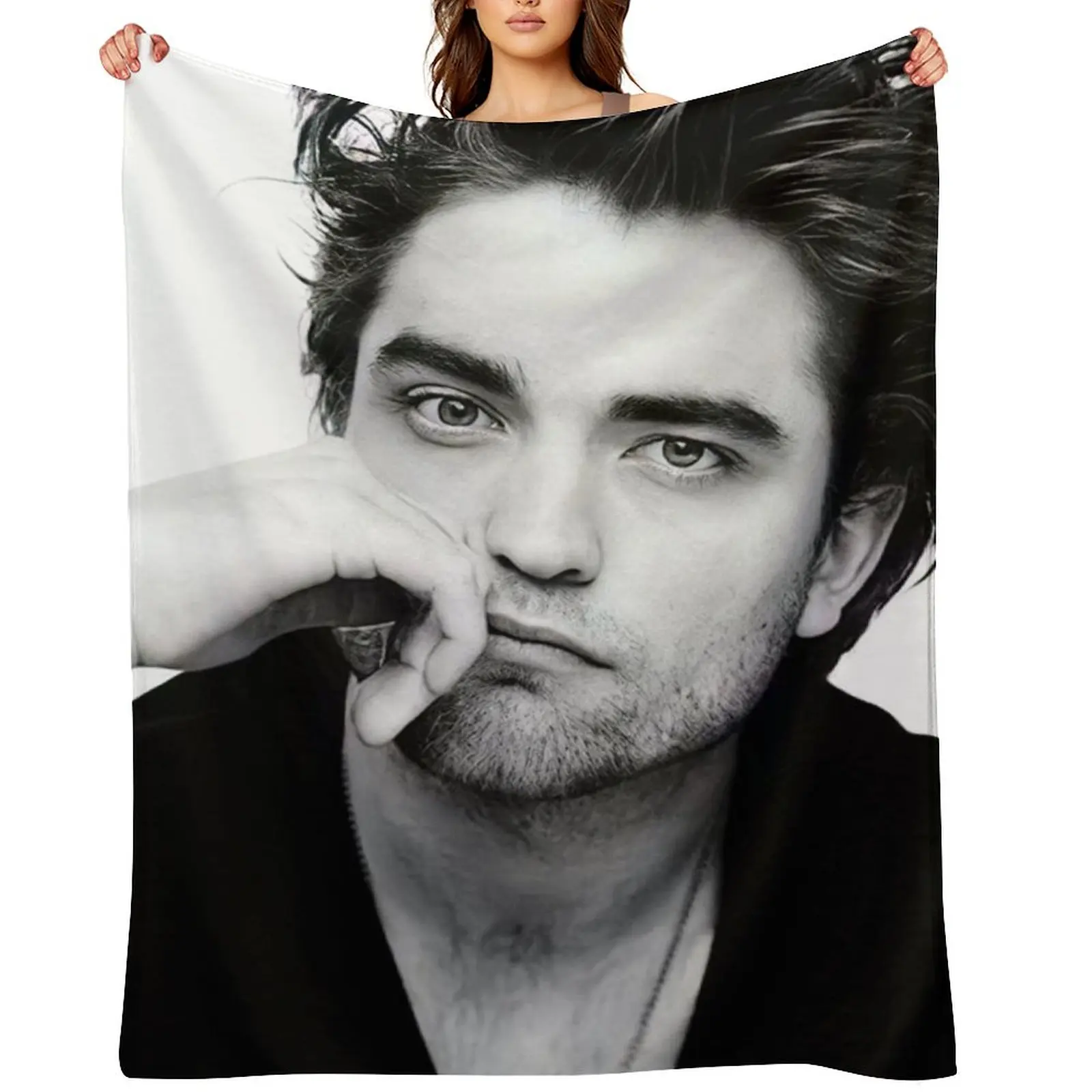 

Robert Pattinson Smoke poster Throw Blanket Decorative Beds Warm Plush warm winter Blankets
