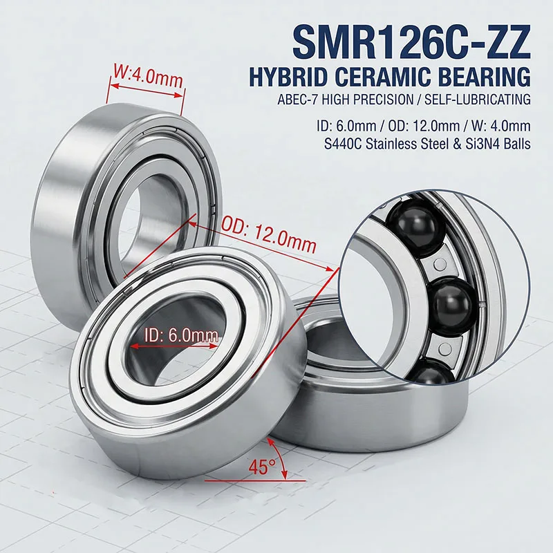 

10 шт. керамических подшипников RC 6x12x4 SMR126 SMR126C L1260 ZZ, гибридные керамические подшипники из нержавеющей стали 6*12*4, радиальные шарикоподшипники