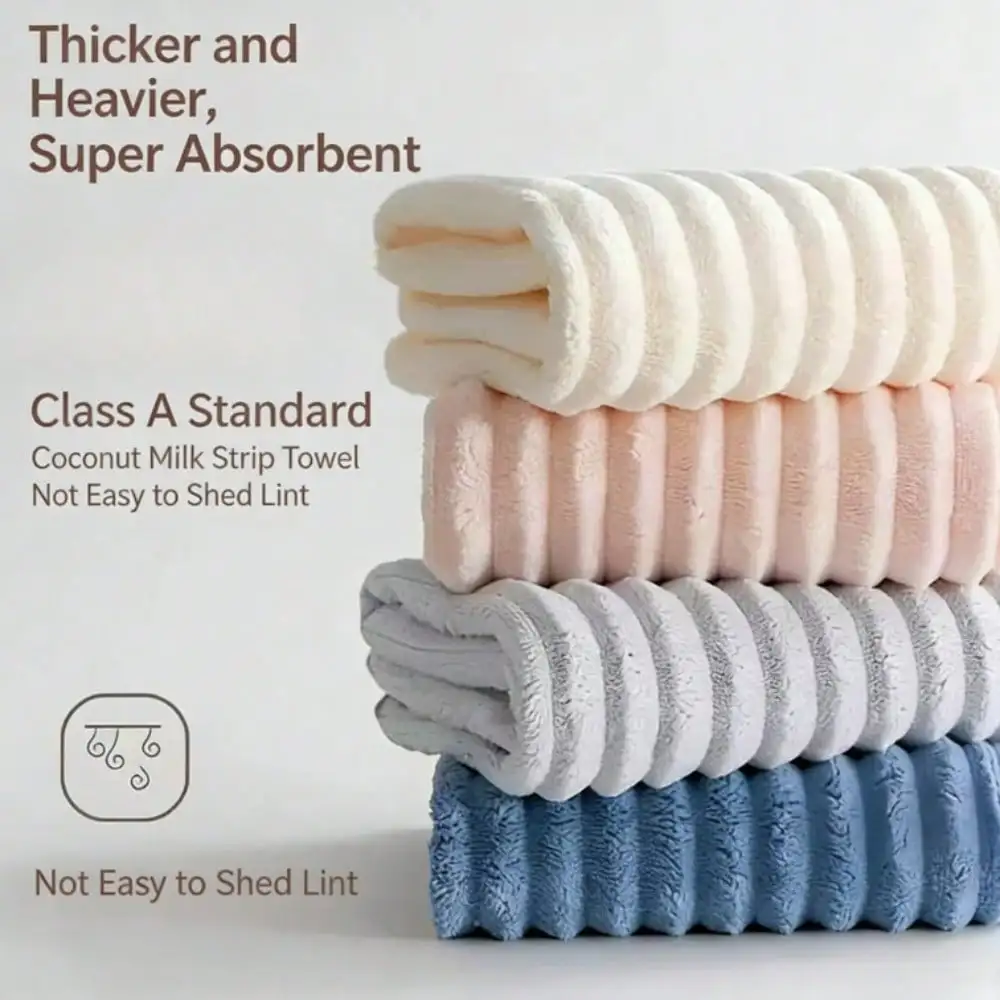 2pcsCandy-colored Coral Velvet Bath Towel, Quick-drying for Bathing, Thickened for Adults, Absorbent, Non-shedding, Wavy Pattern