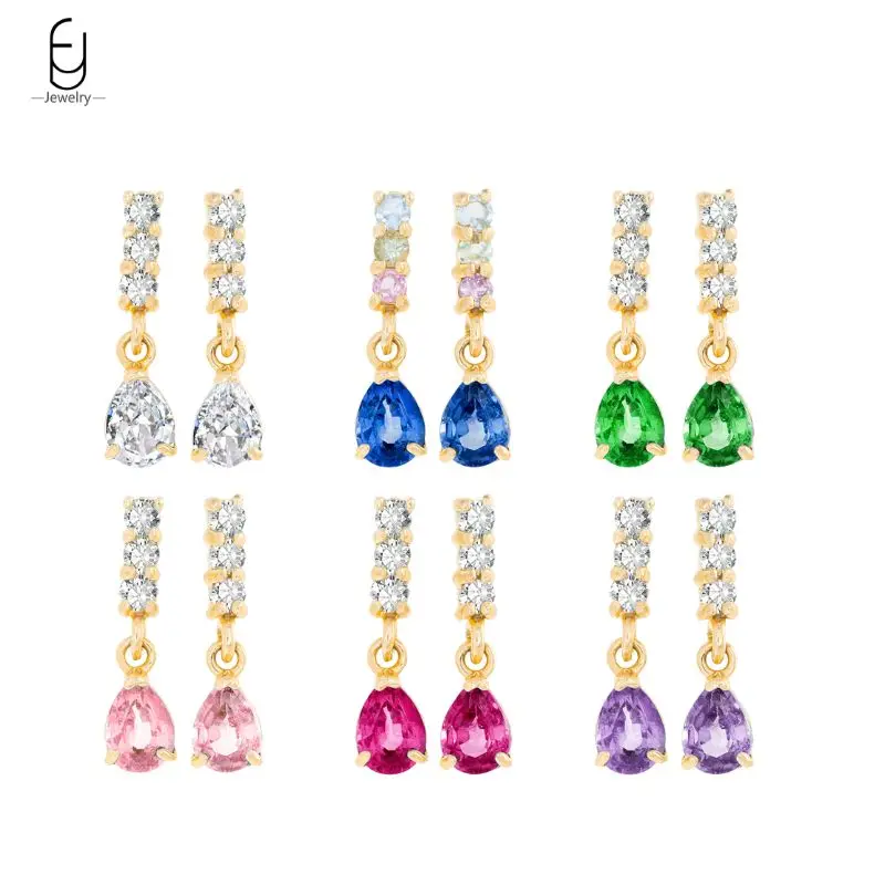 

925 Sterling Silver Needle Colorful Zircon Water Drople Earrings Exquisite Multicolor Stud Earrings for Women Luxury Jewelry