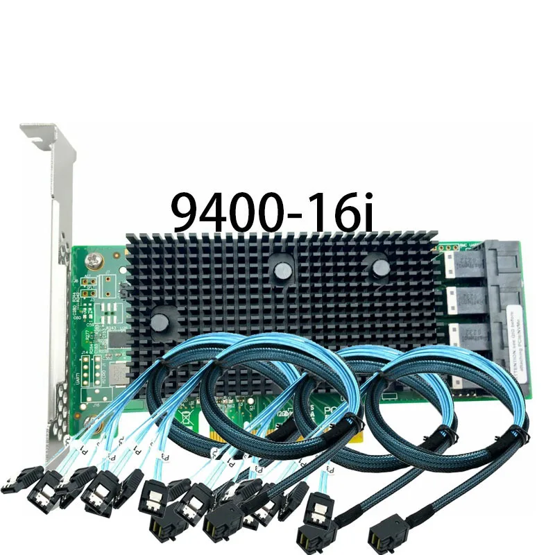 LSI 9400-16i SATA/SAS HBA controller card with 12 Gbps PCIe 16 ports supporting NVME hard drives+ SFF-8643*4 Sata cable