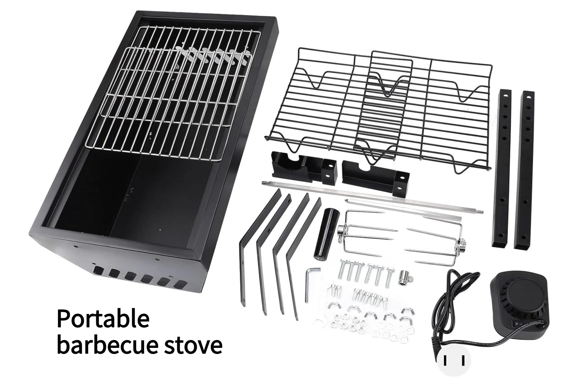 Barbecue Grill Portable Detachable Smokeless Foldable Stainless Steel with Accessories Lightweight for Outdoor Patio Camping