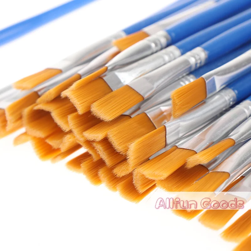 [TG835]50Pcs Flat Paint Brushes with Nylon Hair Small Brush Bulk for Detail Painting