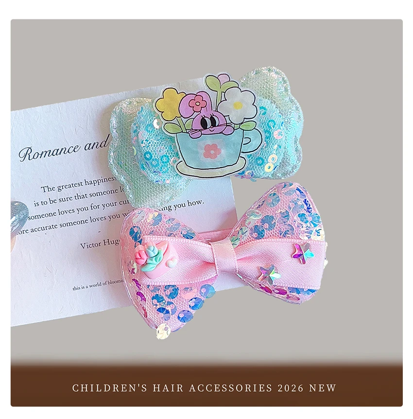 2026 Neu 5-teiliges Kinder-Haarspangen-Set Kawaii Cartoon-Häschen Satin-Schleife Pailletten Tüll Spitze Haarschonende Haarspangen für Kleinkind-Mädchen – Detail 7