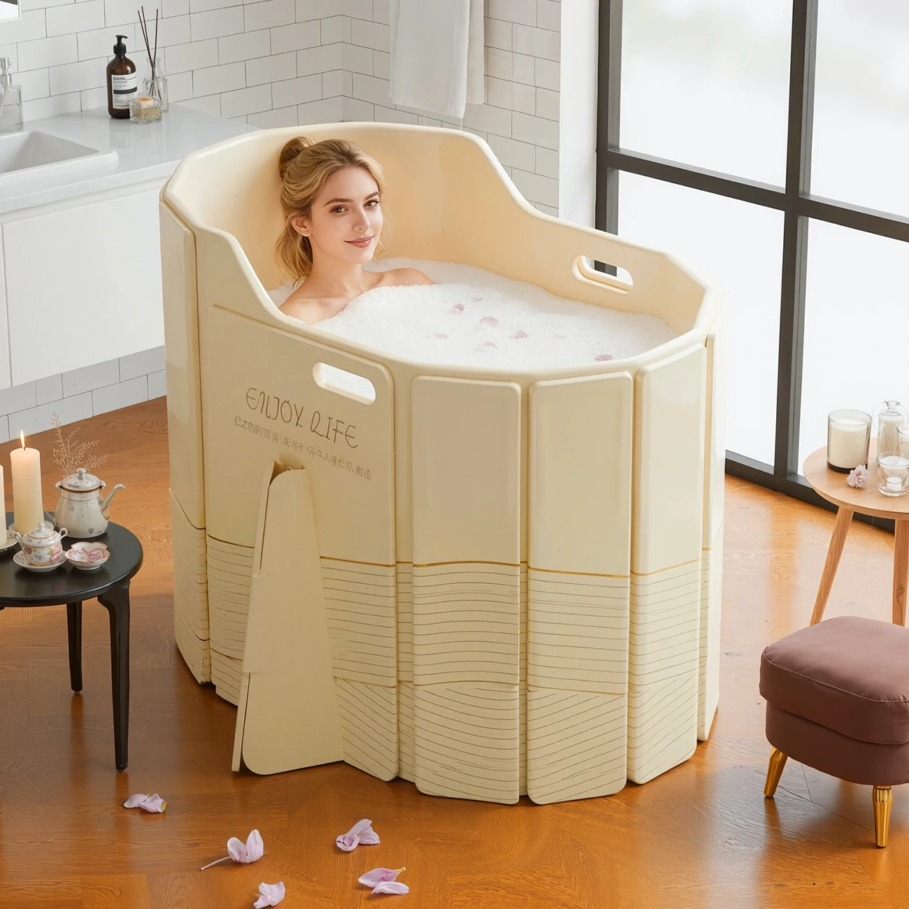 

1 шт. портативная ванна для ледяной ванны-складная складная ванна для взрослых, душ, ванная комната, горячая спа, замачивание, холодный глубин