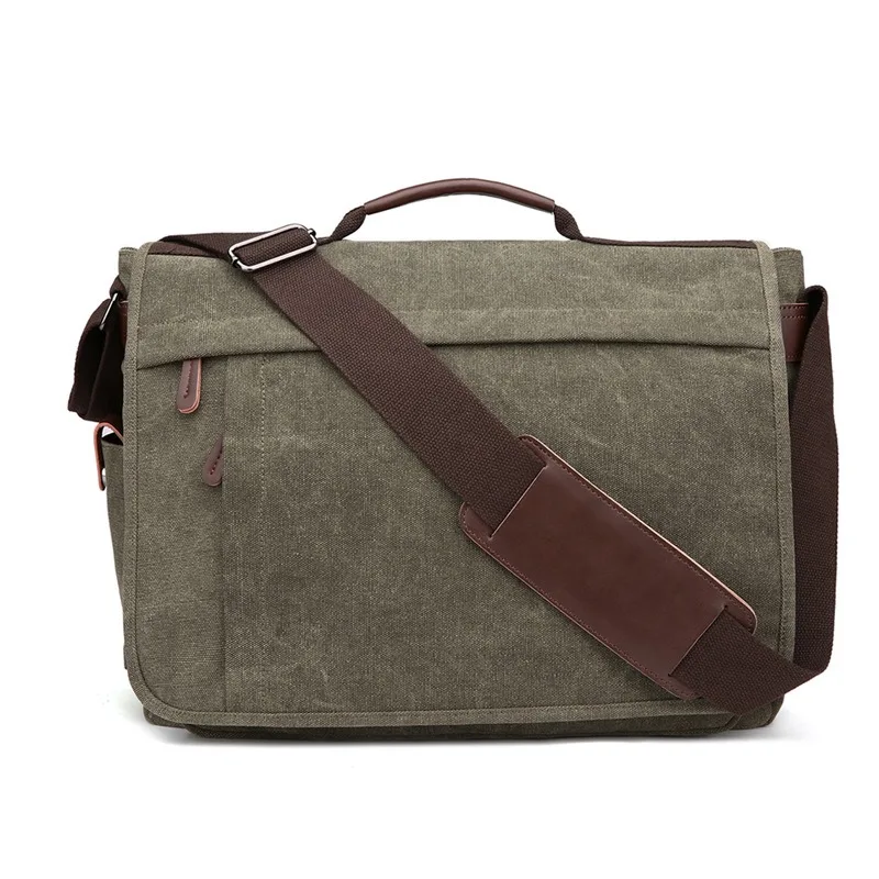 

Nesitu Highend Vinage Green Grey Blue Black Coffee Khaki A4 Canvas Laptop Women Men Shoulder Messenger Bag Briefcase M6086