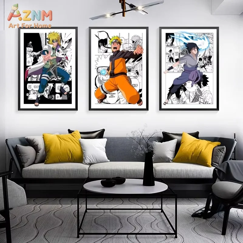 1 Stück rahmenlose Leinwandgemälde Anime Naruto Gemälde Naruto Sasuke Poster Gemälde Zimmer Schlafzimmer Dekor