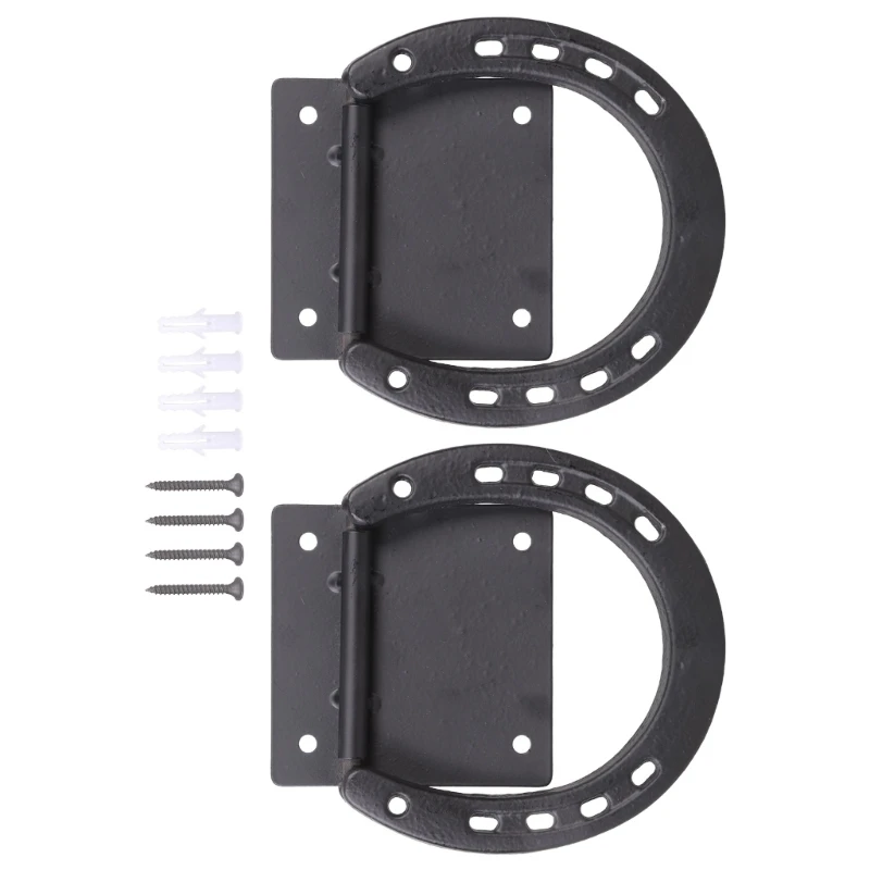 2Pcs Horse Collar Rings Quick Install Horse Care Equipment Metal Horse Tie Rings
