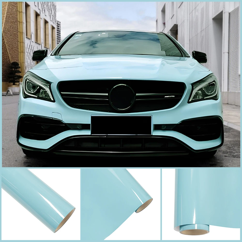 

High-Gloss Glossy Ocean Car Whole Body Blue Wrap PET Vinyl PVC Film Decal DIY Protective Sticker Cover Auto Tuning Accessories