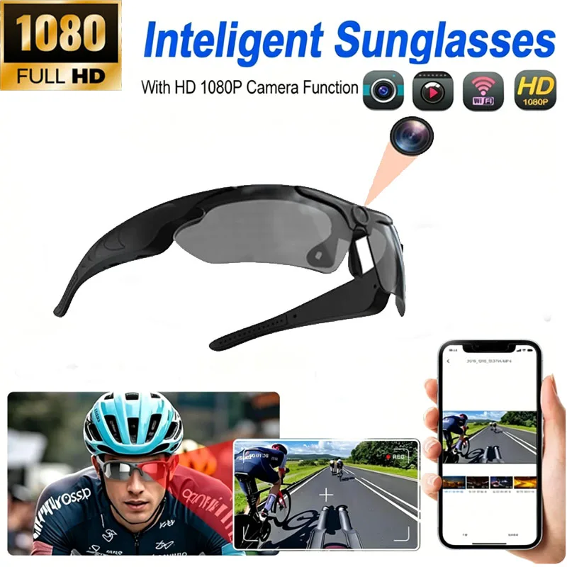 Okulary 2026 z mini kamerą 1080p o wysokiej rozdzielczości, inteligentne okulary, rejestrator rowerowy, okulary do nagrywania sportów na świeżym powietrzu, prezent, nowość.