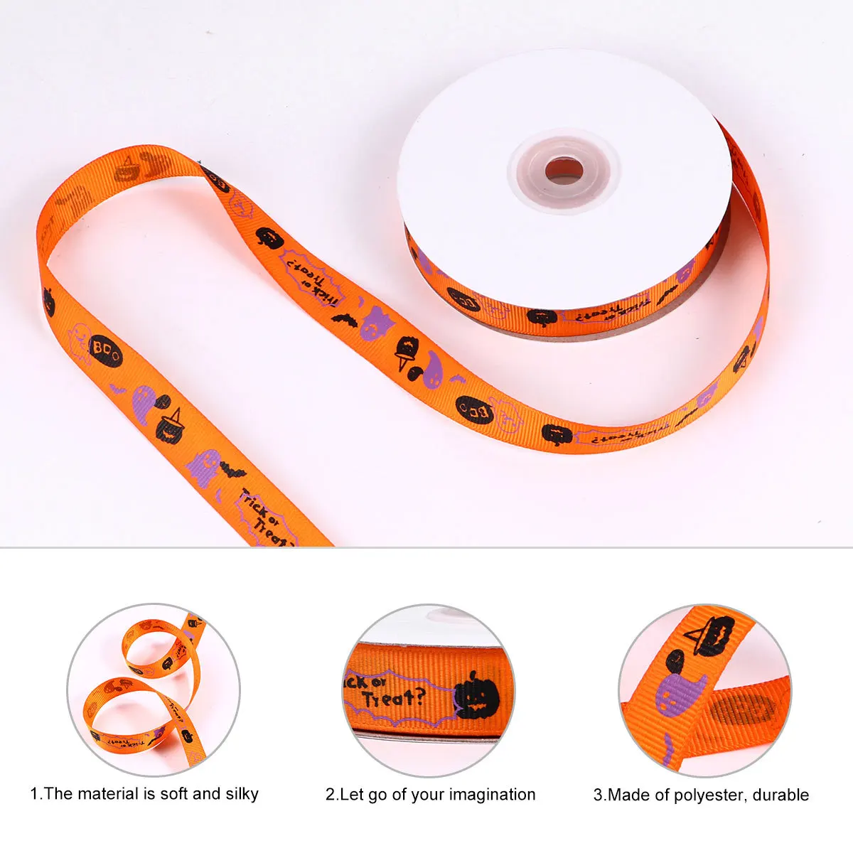 

1 Roll Packing Printed Wrapping Ribbon For Diy Decor Halloween Supplies Craft Polyester Ribbon Halloween Supplies