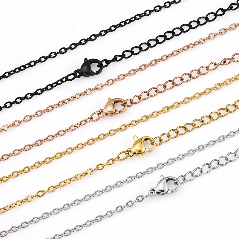 1Pc Width 1.5/2/2.5/3mm O Shape Flat Chain Necklace Men Women Stainless Steel Link Chain Necklaces For Jewelry Making