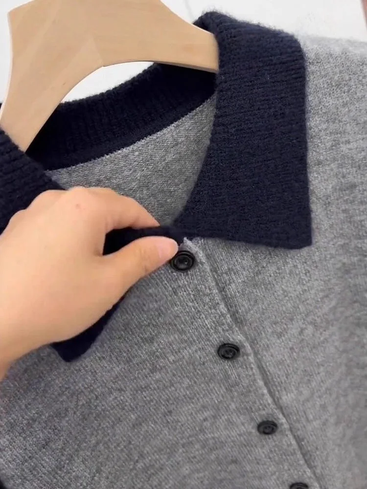 Loose Long Sve Knitted Open Cardigan Women's Sle Korean Version ey Lapel Casual Loose Fit plus Size Autumn Top