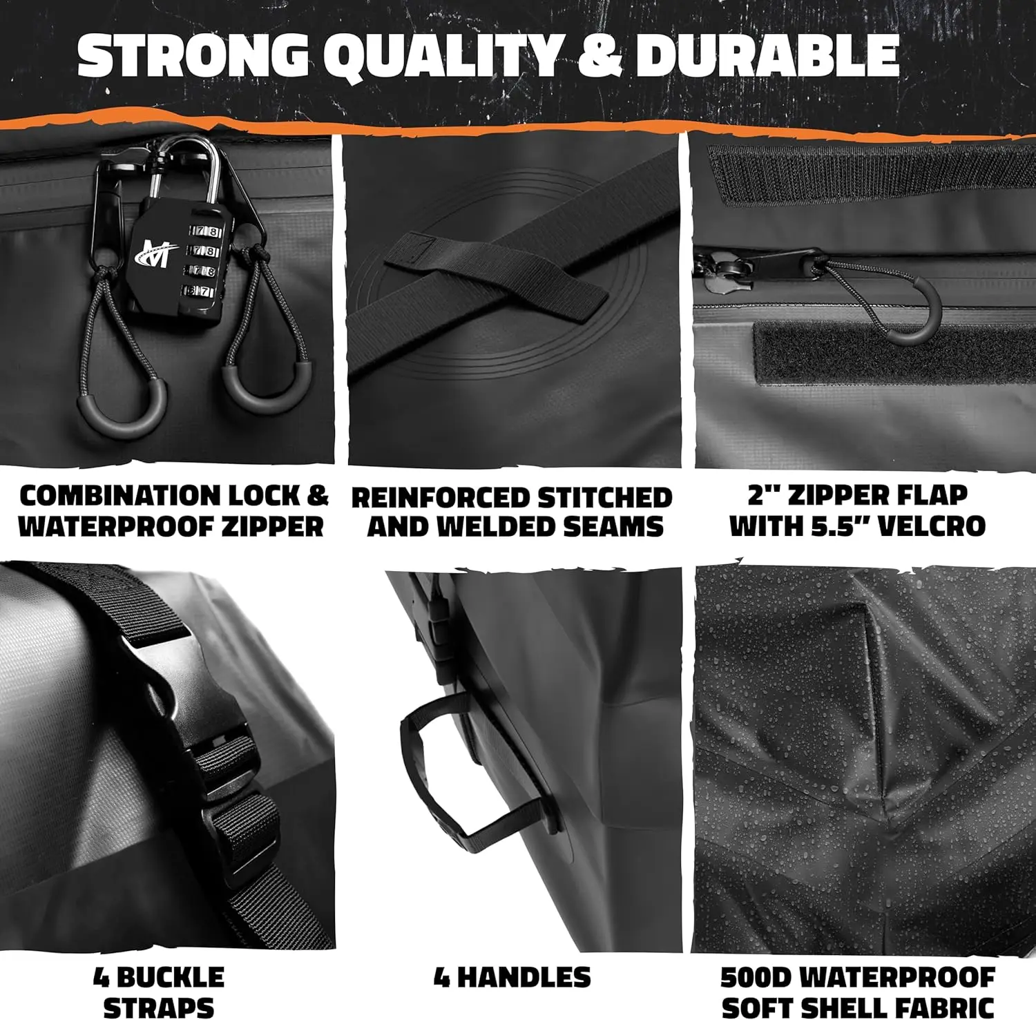 25 CuFt Waterproof Rooftop Cargo Carrier Bag,60"x43"x17",All-Weather 500D Soft-Shell Vinyl Car Top Carrier with Roof Mat, Lock - Image 4