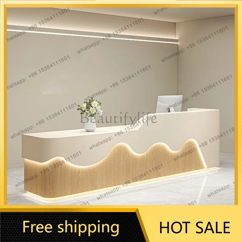 LJY Minimalist Aesthetic Reception Desks Beauty Salon Simple Design Reception Desks Company Unique Mostrador Commercial Furnitur