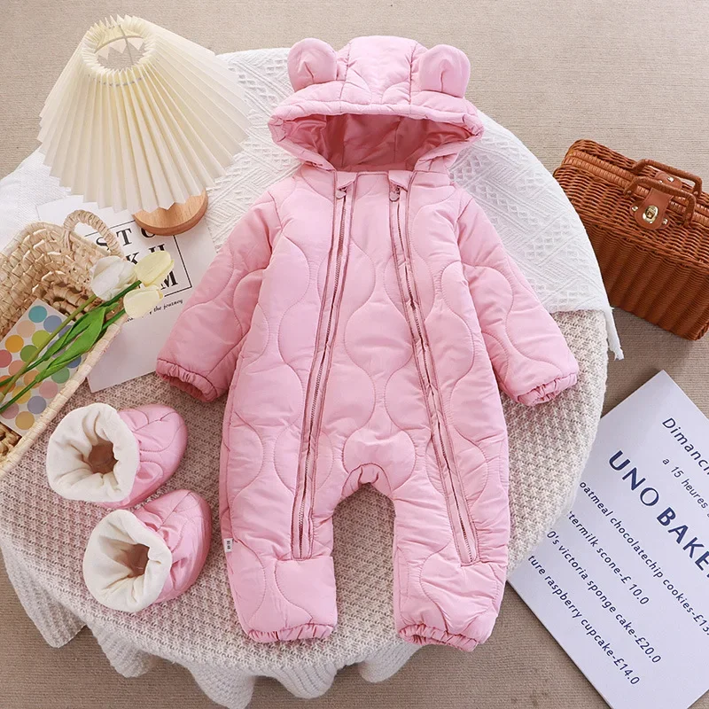 2024 Baby Winter Jumpsuit Fur Baby Girl Snowsuit Toddler Boy Romper Infant Girls Overalls Down Jacket Toddler Overall Bodysuits