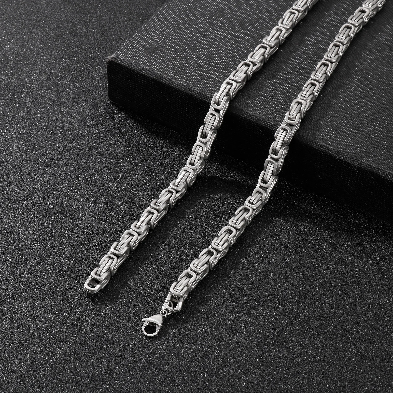 5/6/7mm Metal Ice-Cold Royal King Chain Necklace Bracelet Men Stainless Steel Solid Choker Necklaces