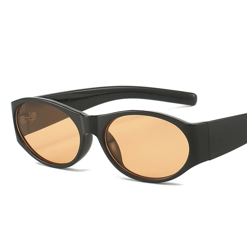 2024 Oval Sunglasses Women Fashion Luxury Brand Round Sun Glasses Ladies Classic Yellow Big Frame Goggle Eyewear UV400