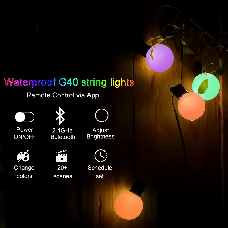 New design 50 scenes modes 16 million colors smart controller 16.4ft RGB G40 holiday lighting Christmas decoration 2022