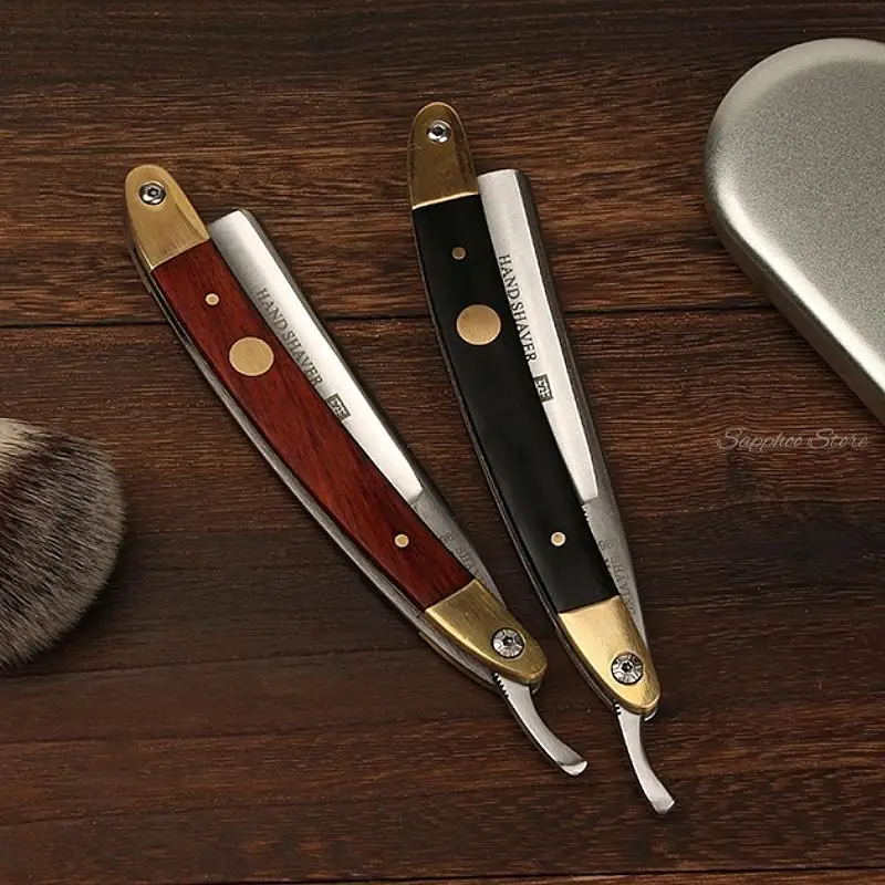 Manuelle Rasiermesser Set japanische High Carbon Stahl Naturholz Klapp Rasiermesser Kit scharf gebrauchs fertig Friseurladen