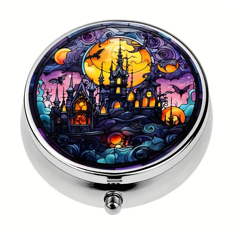 

Круглая коробка для таблеток, мини-декоративный карманный кошелек с 3 сетками, коробка для таблеток, портативная дорожная стойка для витаминов, металлические круглые мини-подарки