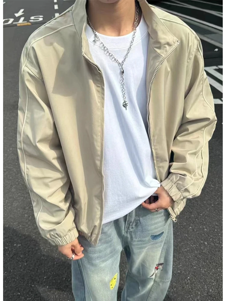 

Мужская куртка в клетку с воротником-стойкой в американском стиле, верхняя одежда для бейсбола, осенняя мода, элитные модели для пар