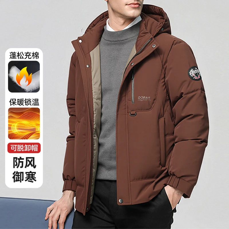 سترة سميكة المخملية سترات معطف الرجال موضة عادية الصوف الدافئة وسادة مبطنة الشتاء يندبروف سترات انفصال مقنعين سترة