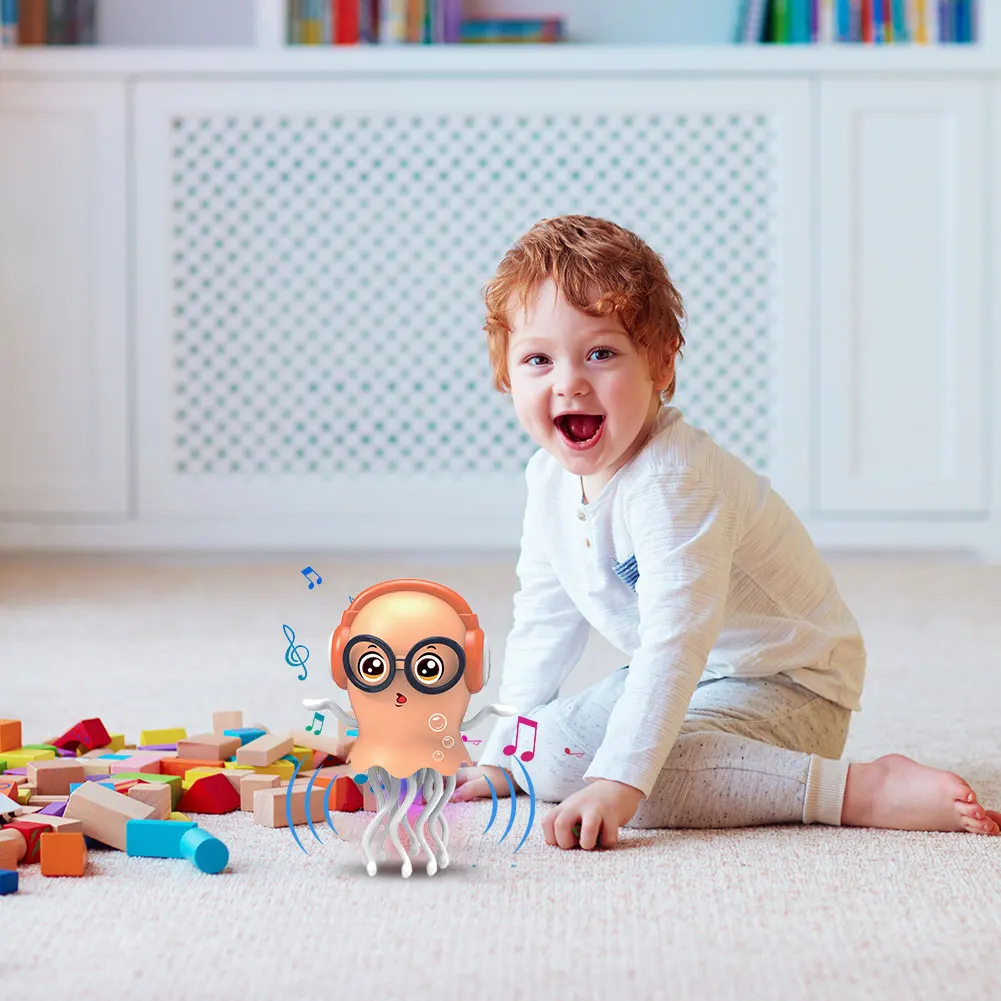 

Светодиодная интерактивная движущаяся игрушка с музыкой и светом, мультяшные электронные игрушки-медузы, обучающая игрушка-медуза для малышей, подарок для детей