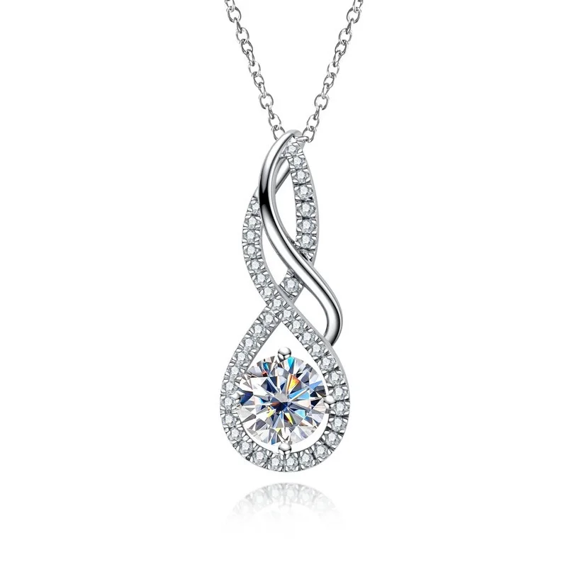 

ZFSILVER Fashion Trendy s925 Silver Luxury Moissanite Number 8 Waterdrop Necklace For Charms Women Party Jewelry Gift MS-PEN-038