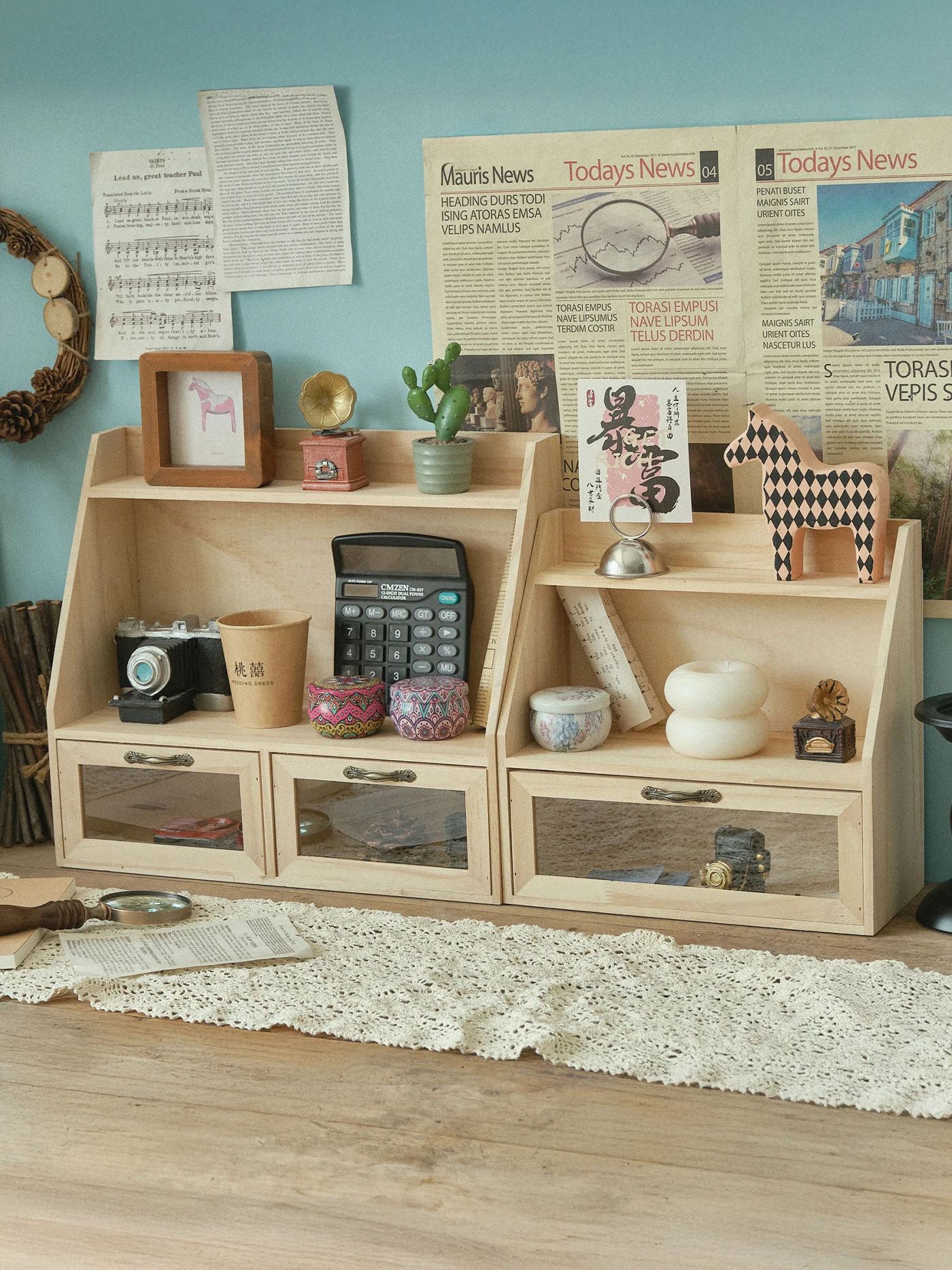 

Ретро-органайзер для рабочего стола из дерева: полка-коробка для книг, прямоугольный деревянный контейнер для хранения мелочей