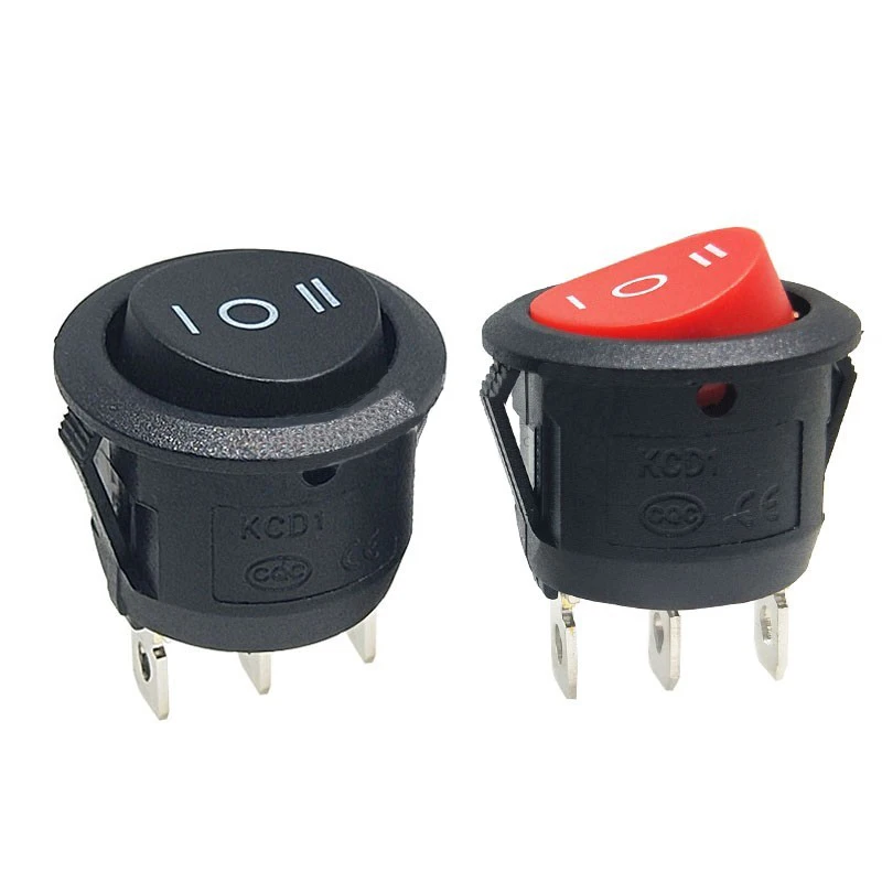 KCD1-105 3-Pin 3rd Gear 3-Pin Round Boat Switch With 20MM Hole Opening Key Rocker Power Switch