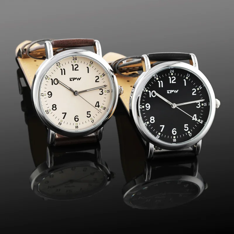 Reloj clásico con correa de cuero para hombre, correa marrón, fácil lectura, digitales árabes, 40MM, reloj de pulsera para hombre, reloj de negocios luminoso resistente al agua