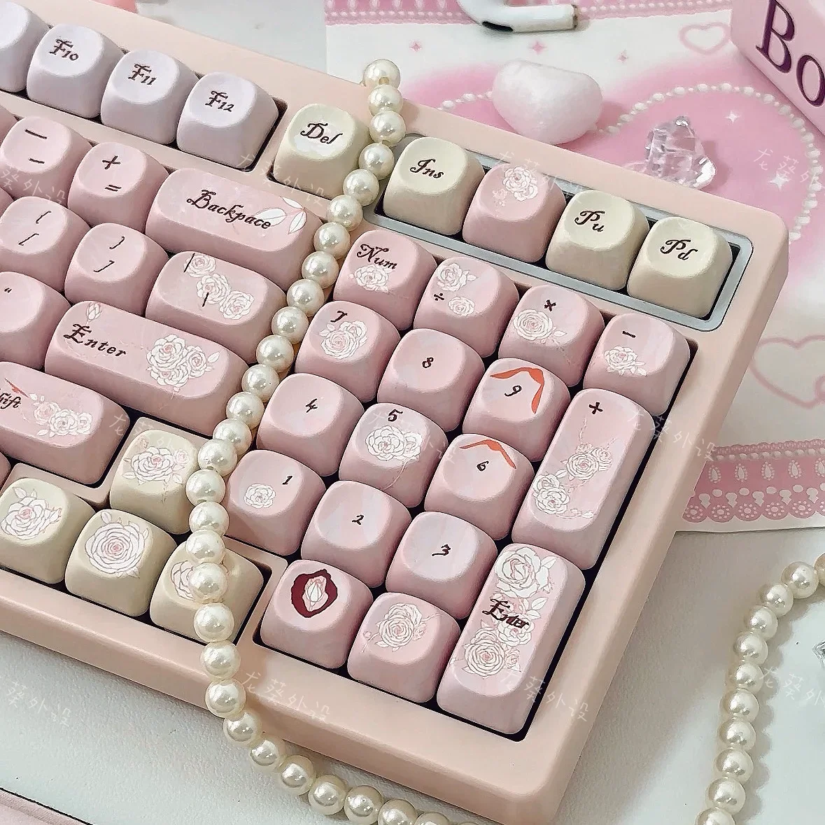 

Dream rose pink Moa round five-sided hot sublimation PBT cute keycap mechanical keyboard [single keycap]