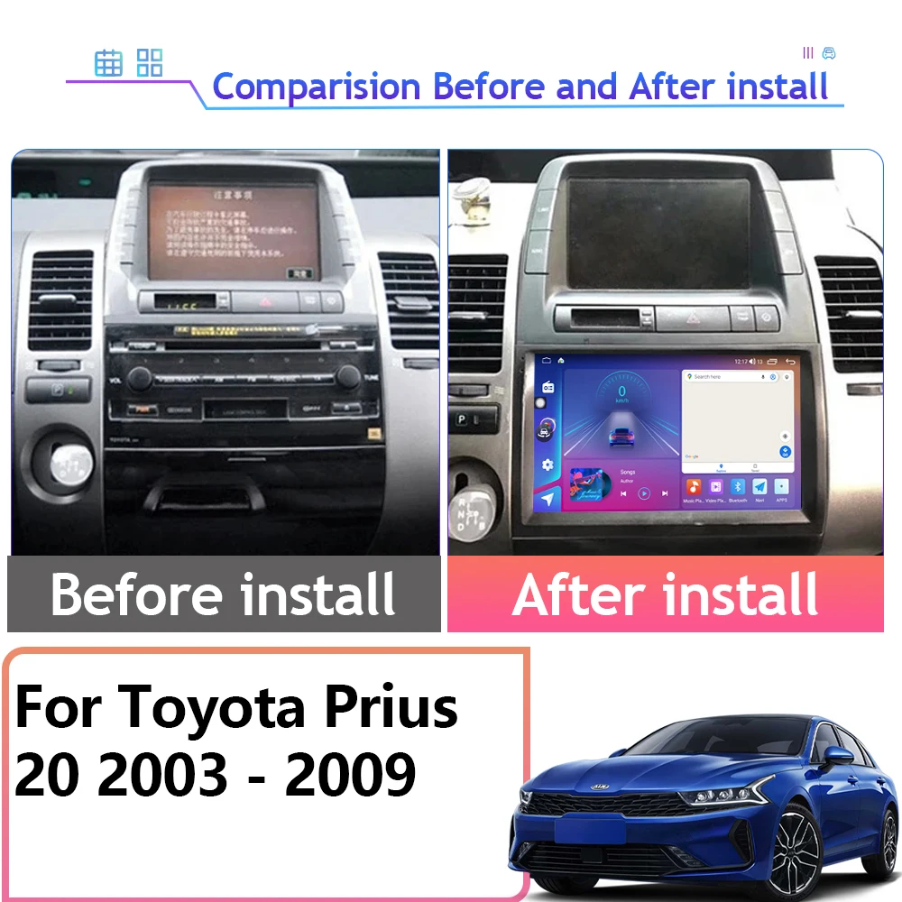 Android Auto For Toyota Prius 20 2003 - 2009 Navigation Car Radio Multimedia Video Player Stereo BT Carplay Autoradio No 2 Din