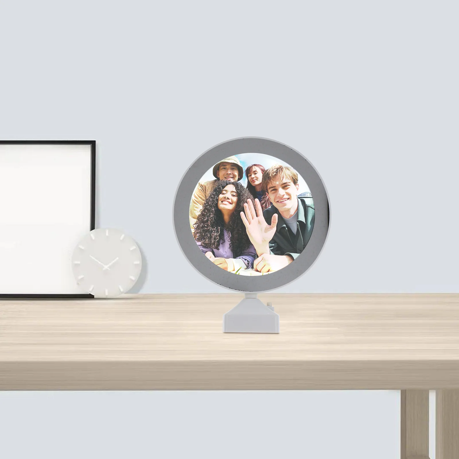 

LED Photo Frame 7 Inch Picture Mirror Album Electronic for Pictures Round
